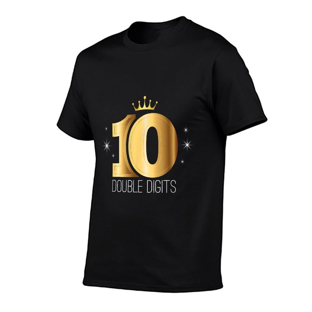 Gold Double Digits 10th Birthday Kids  Lightweight T-Shirt