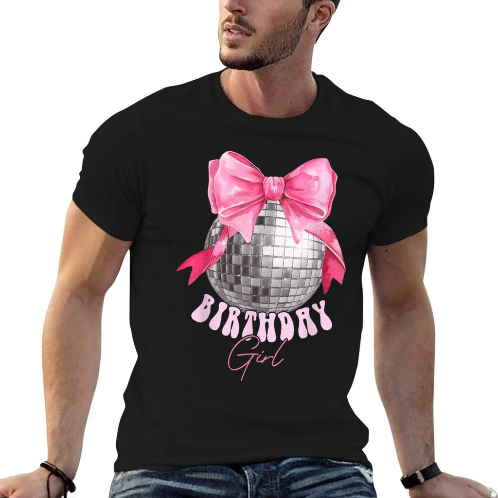 Birthday Girl Coquette Bow Disco Ball Funny Birthday Party  Soft T-Shirt