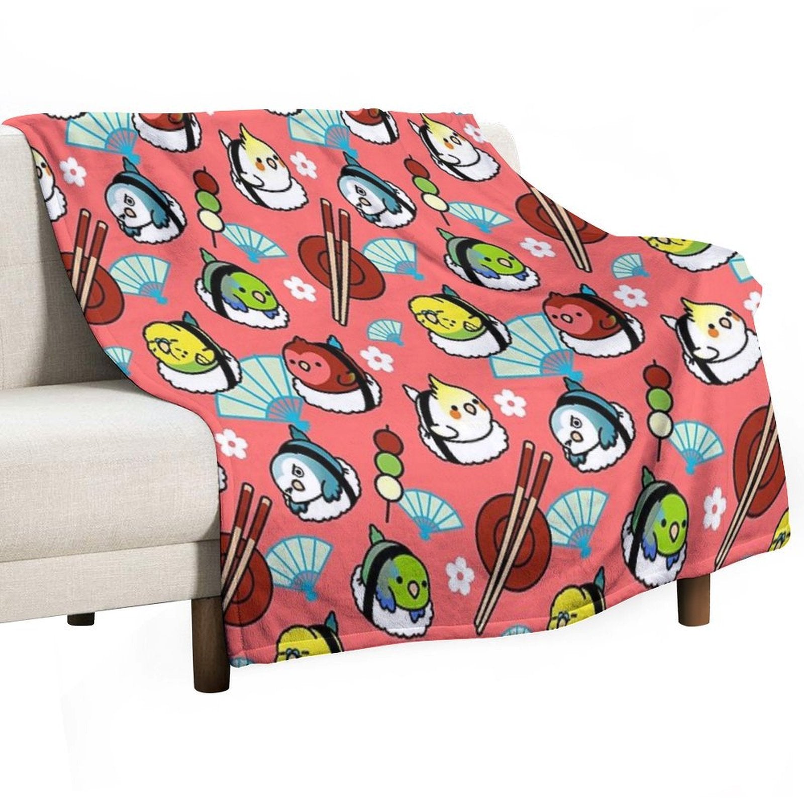 Sushi Time with Cody The Lovebird & Friends Plush Throw Blanket