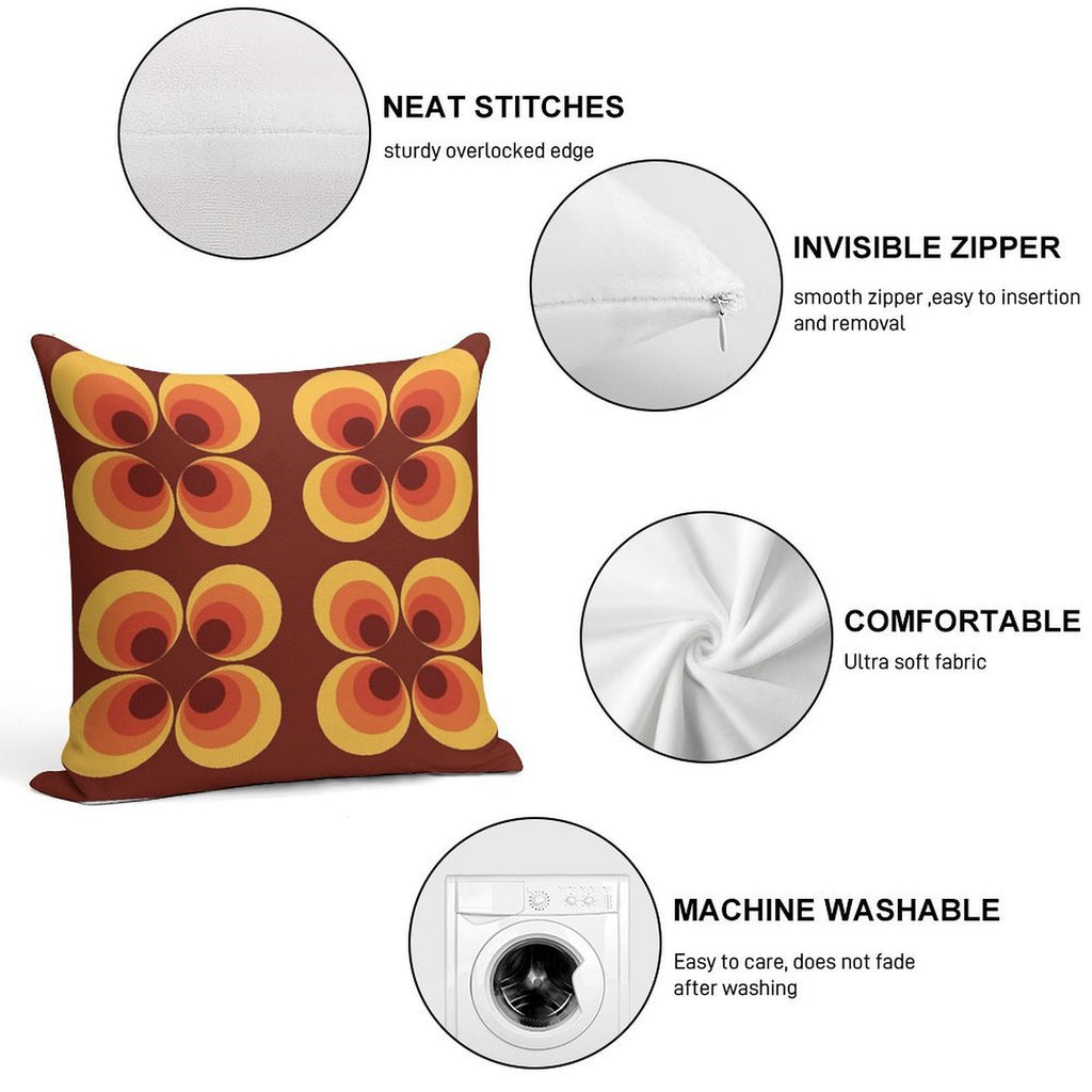 70s Graphic Soft Decorative Cover Throw Pillow