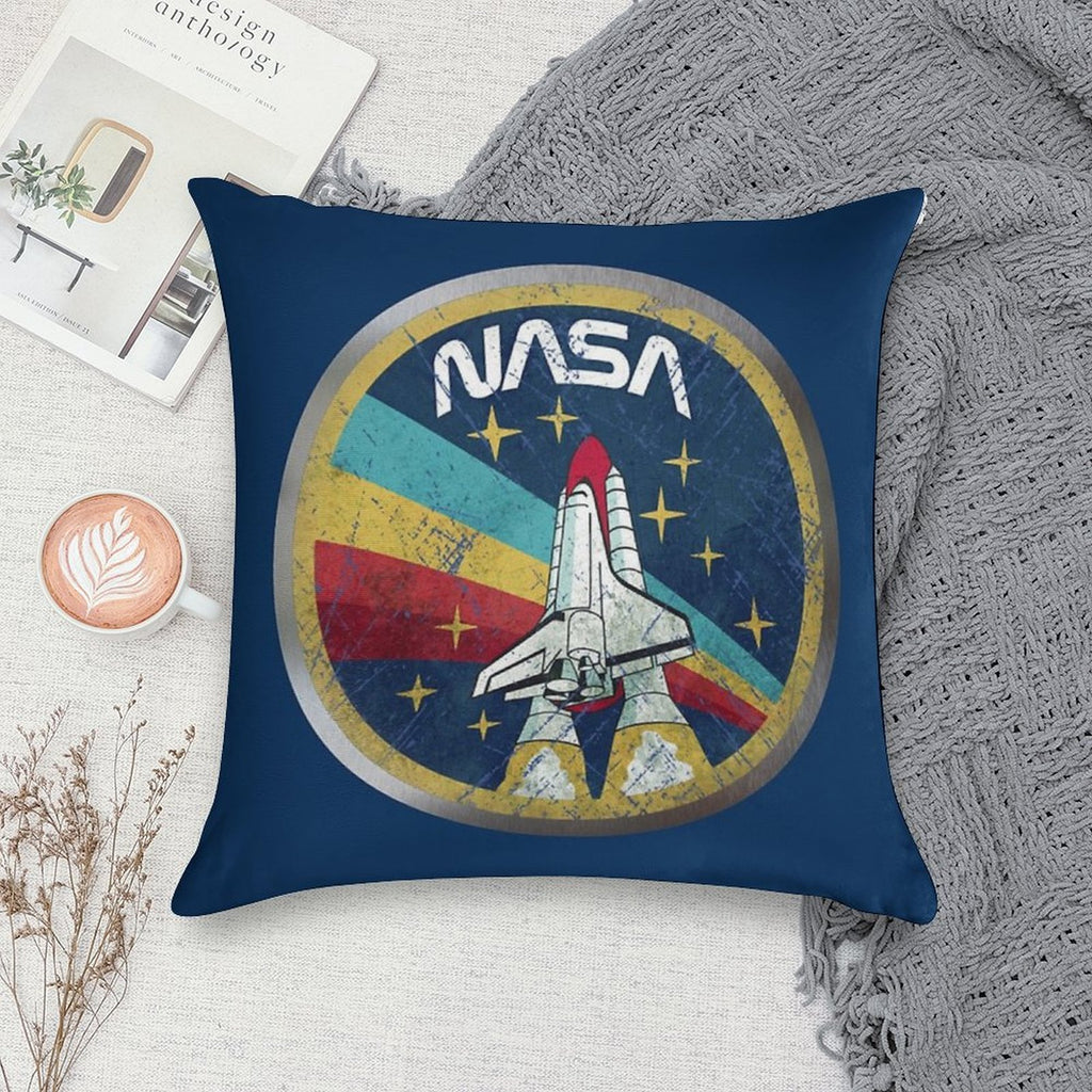 NASA Retro Vintage Logo with Metal Border Soft Anti-Pilling Throw Pillow