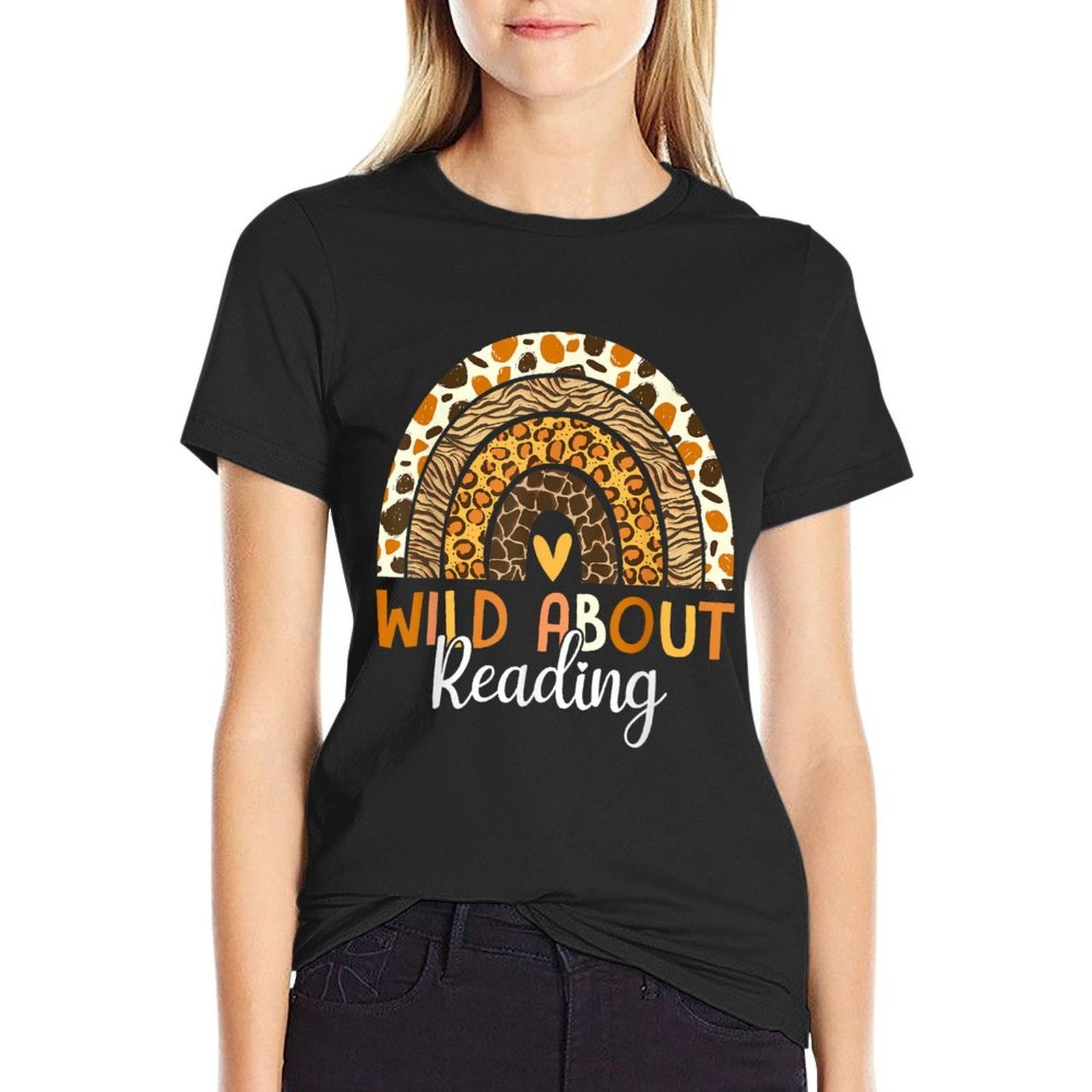 Wild About Reading Teacher Back To School Leopard Rainbow  Moisture-wicking T-Shirt