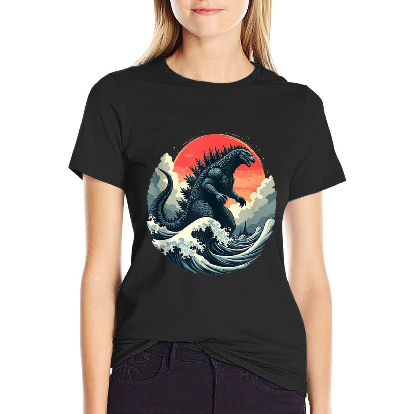 Vintage Japanese Kaiju Monster The Great Wave Off Kanagawa  Classic T-Shirt