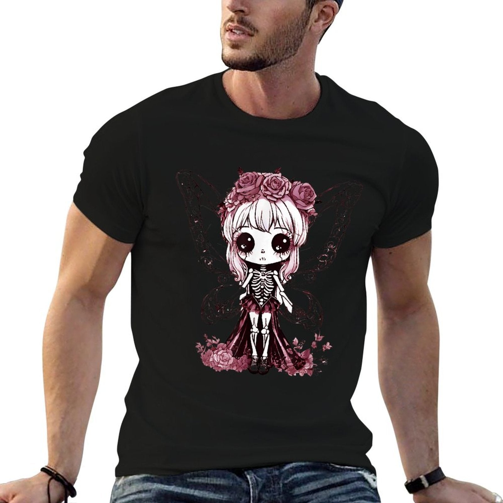 Skeleton Fairy Anime Goth Kawaii  Lightweight T-Shirt