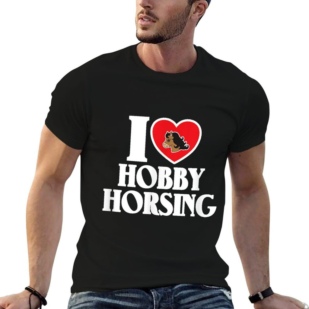 I Love Hobby Horsing Heart Horse Sock Riding Champion  Wrinkle-resistant T-Shirt