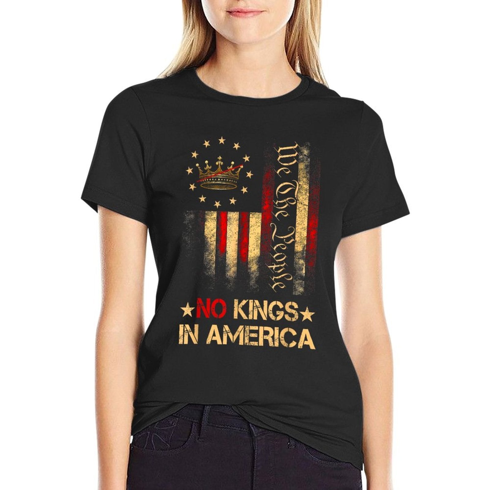 No Kings In America We The People Political Men Women  Graphic-printed T-Shirt