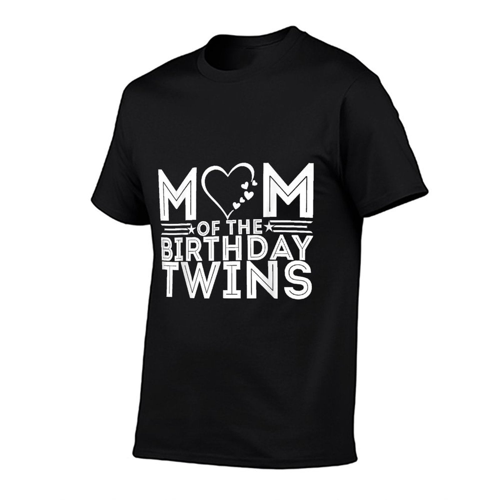 Mom of The Birthday Twins Funny Wife Quote Twin Mom  Ribbed Collar T-Shirt