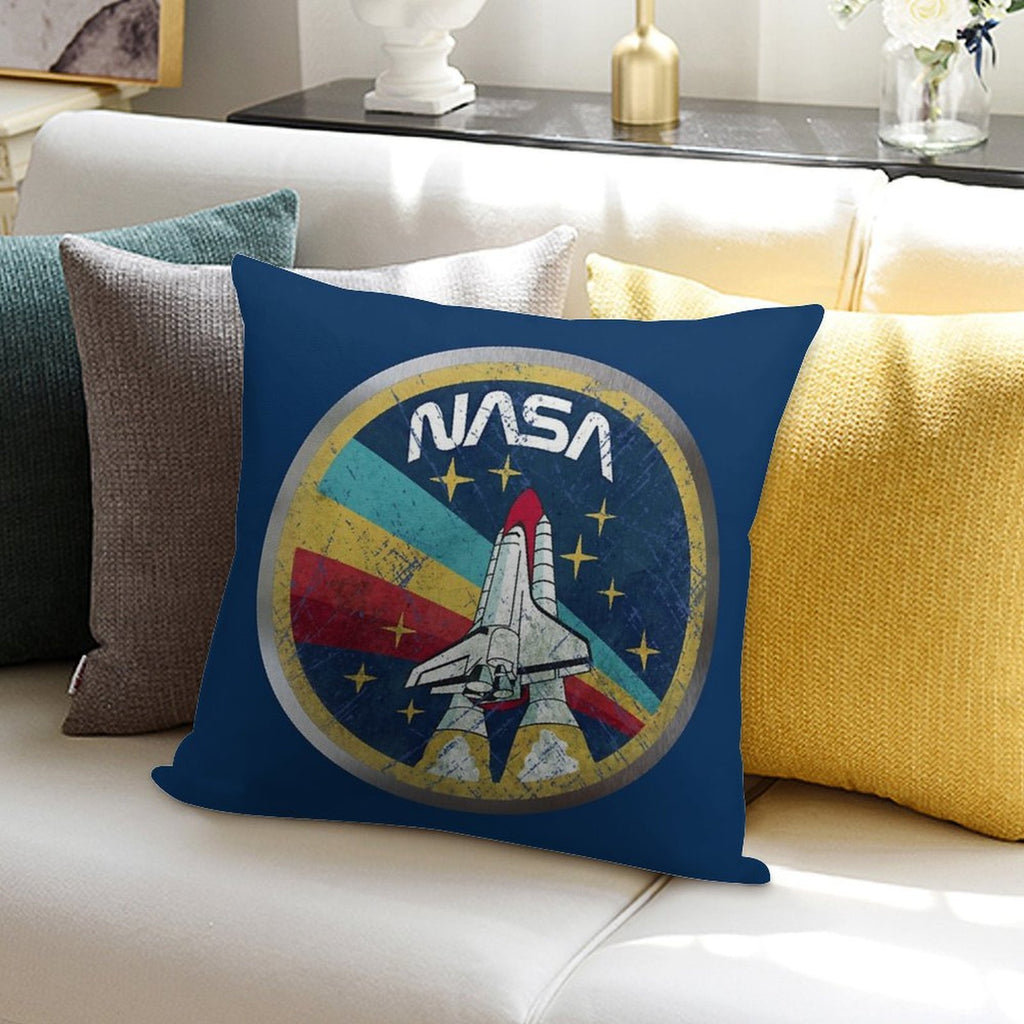 NASA Retro Vintage Logo with Metal Border Soft Anti-Pilling Throw Pillow