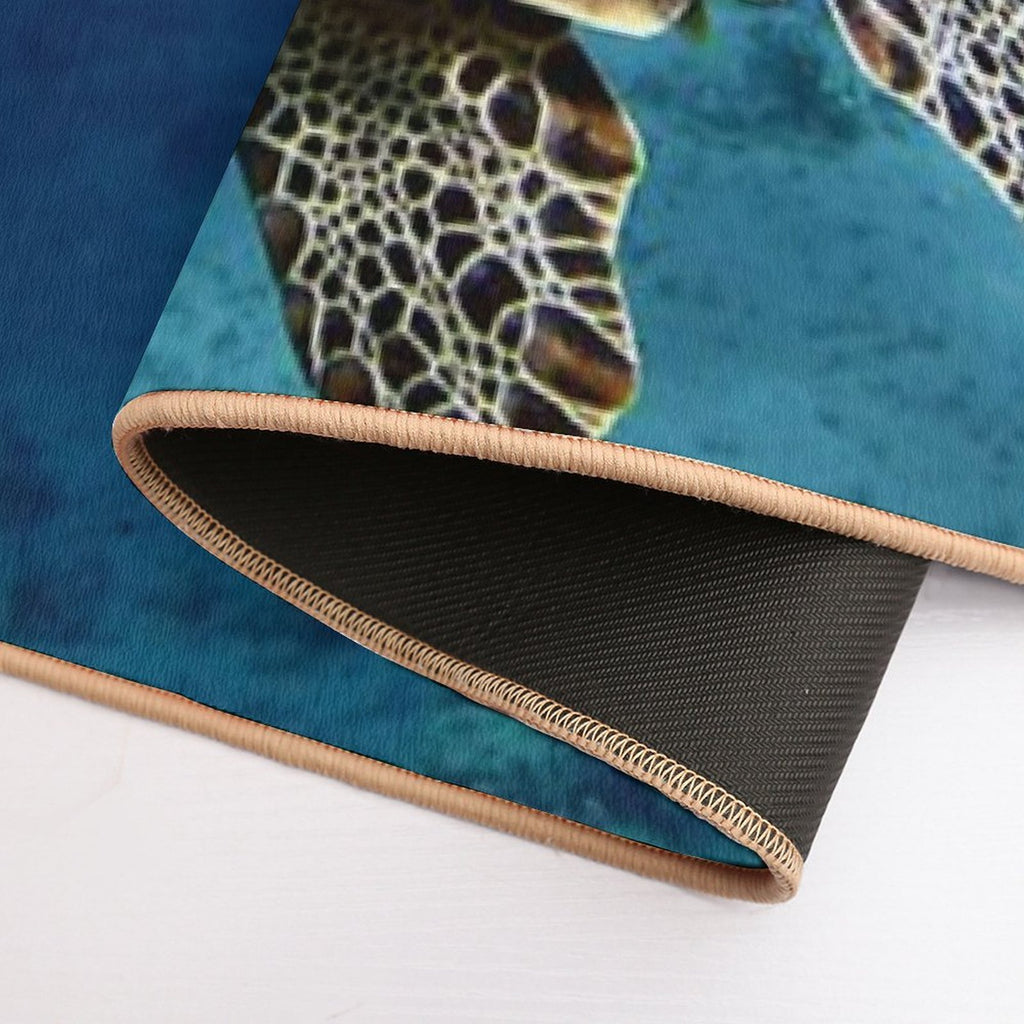 Blue Ocean Sea Turtle - Summer Sea Swimming  Turtle  Easy Maintenance Bath Mat