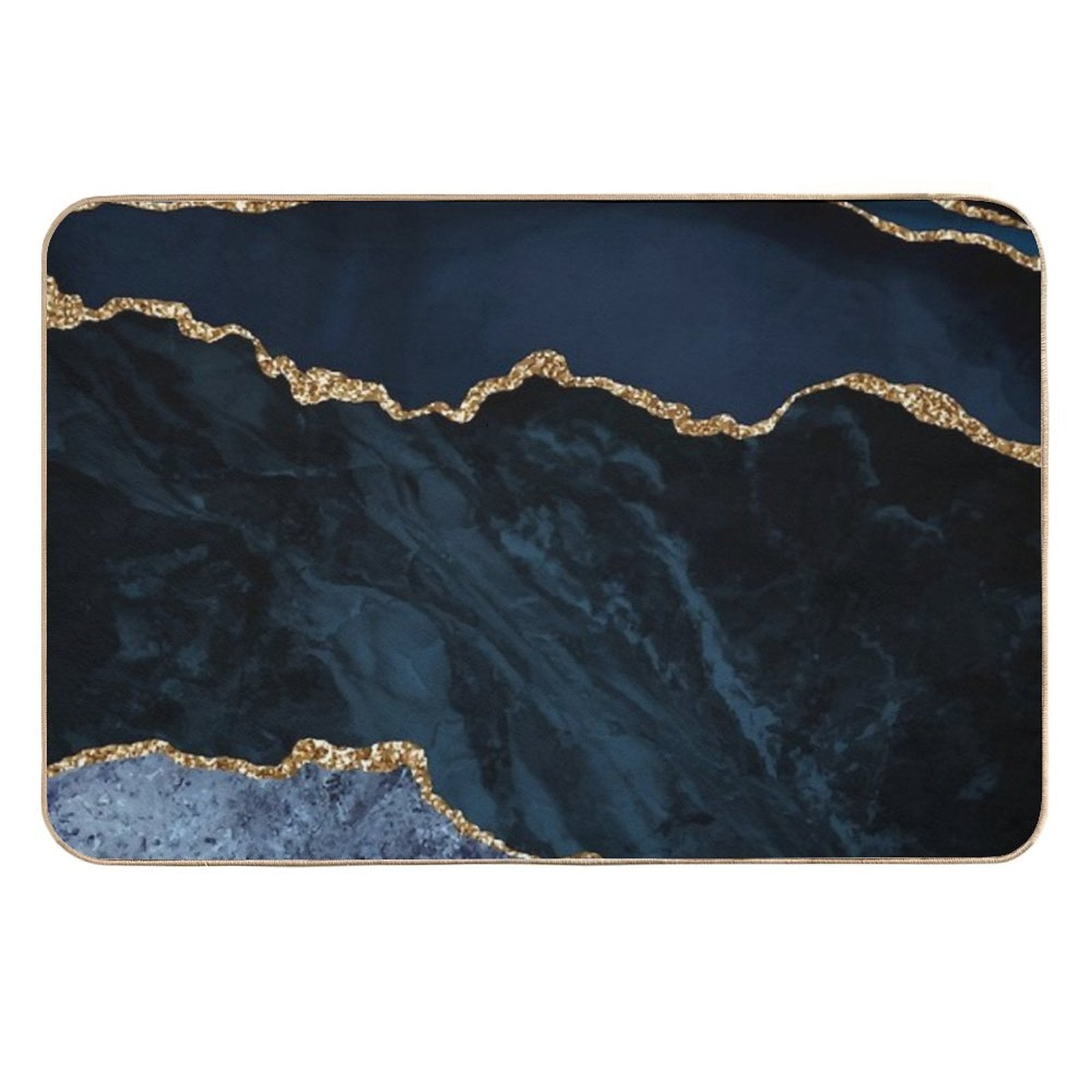 Navy And Gold Agate Watercolor Textures  Absorbent Bath Mat