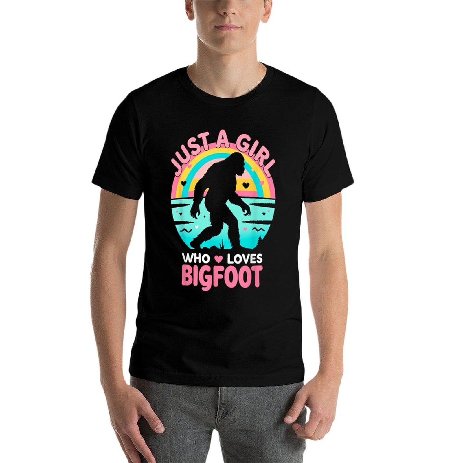 Just A Girl Who Loves Bigfoot Rainbow Sasquatch Cute Girls  Versatile T-Shirt