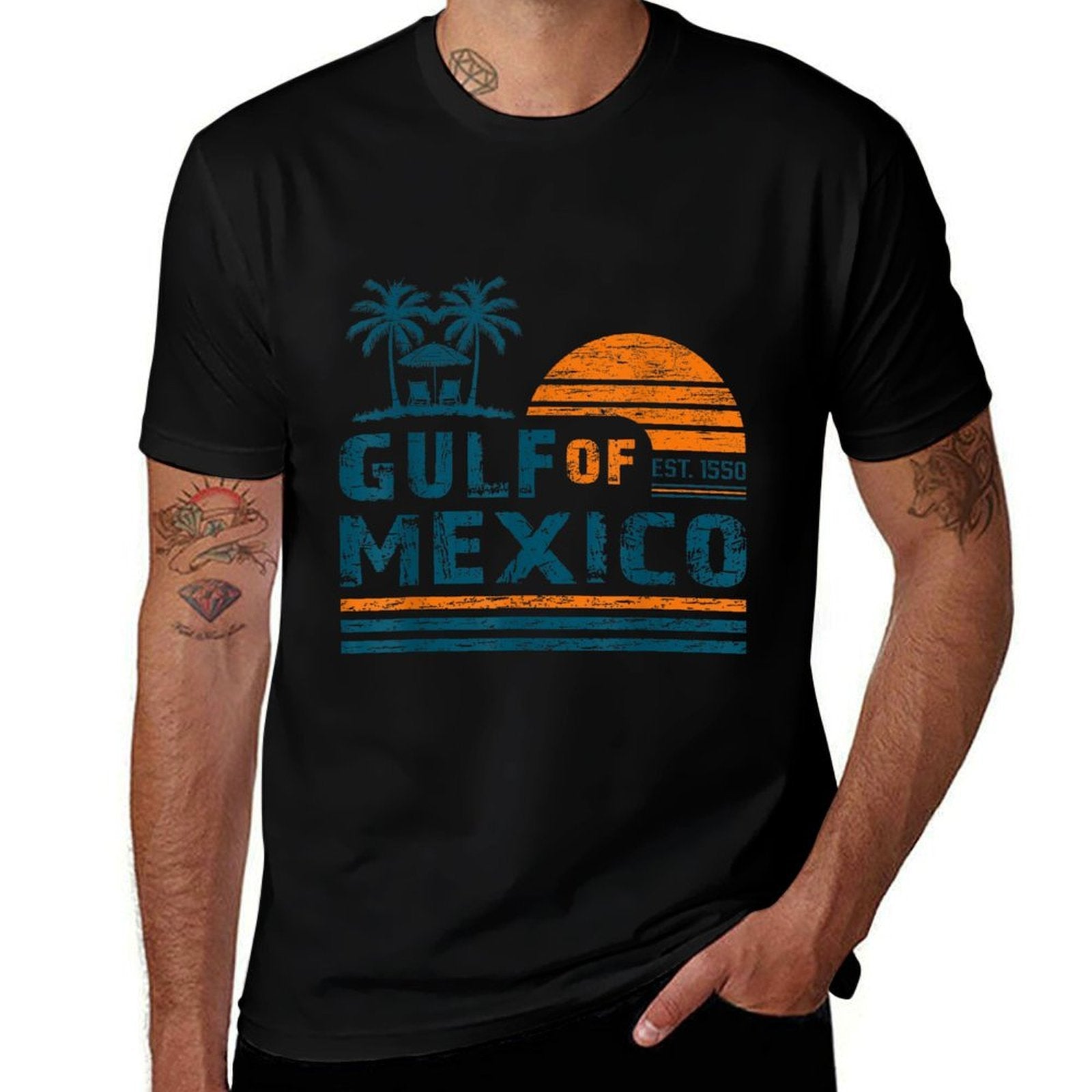 Retro Gulf Of Mexico Est 1550 American Gulf USA America  Vintage-inspired T-Shirt