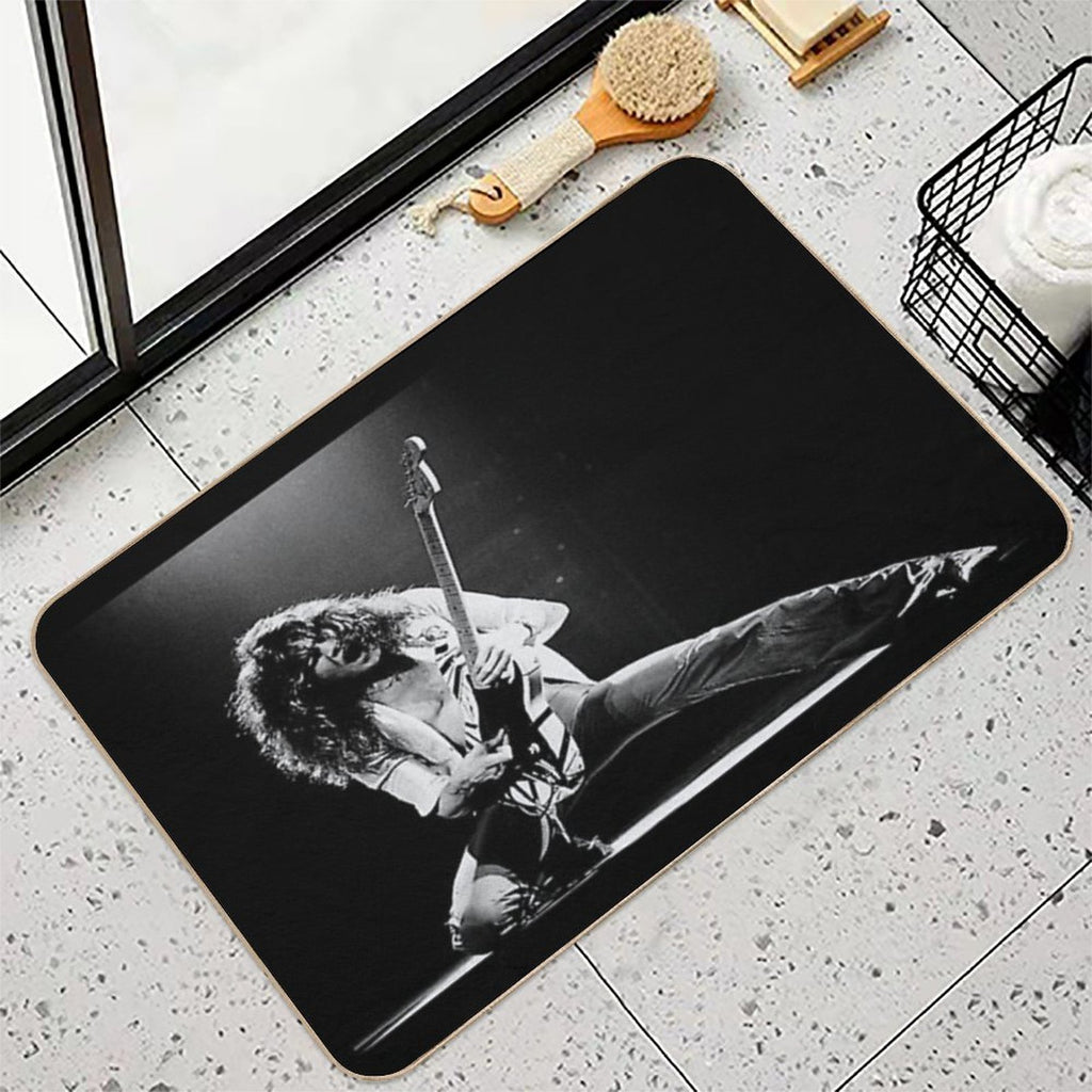Black White Guitar Van  Dirt-Trapping Bath Mat