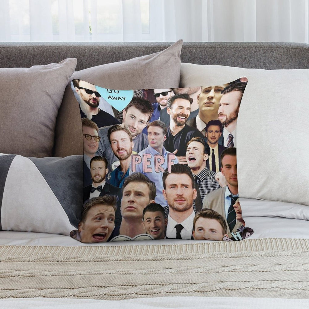 Chris Evans Collage Soft Home Decor Throw Pillow