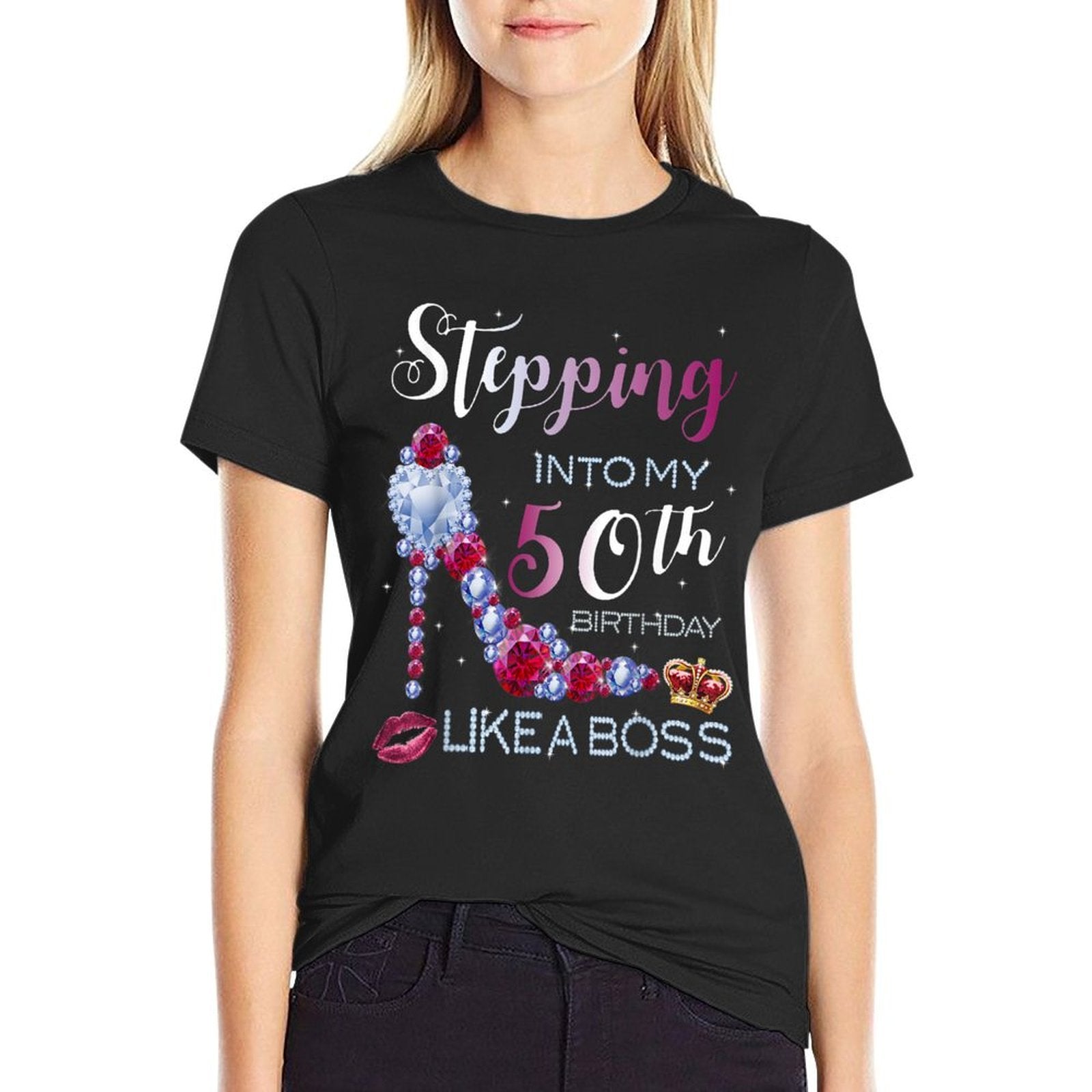 Stepping Into My 50th Birthday in 1970 Womens Gifts  Oversized Silhouette T-Shirt