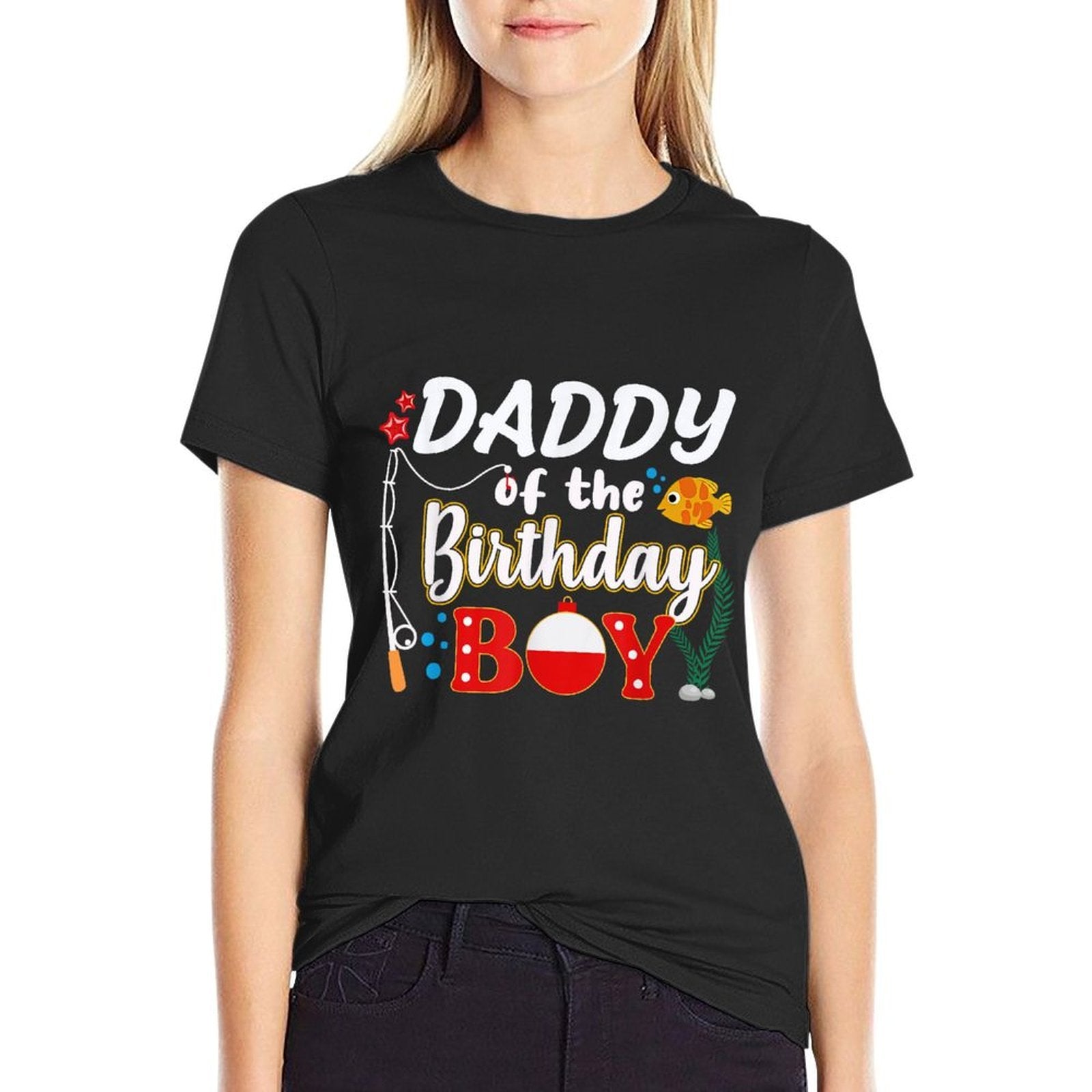 Daddy of The Birthday Boy Fishing Family Matching Bday Party  Heathered Texture T-Shirt