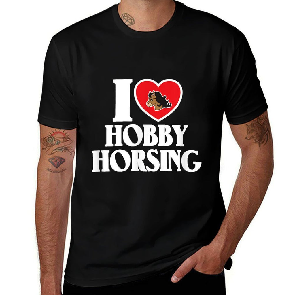 I Love Hobby Horsing Heart Horse Sock Riding Champion  Wrinkle-resistant T-Shirt