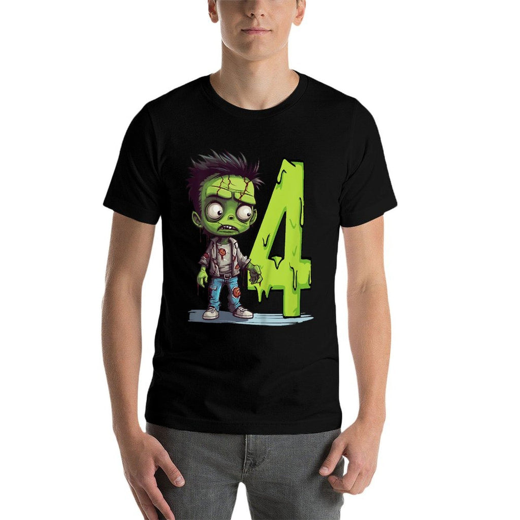 Kids Scary Zombie - Four Years - Creepy 4th Birthday Halloween  High-quality Stitching T-Shirt
