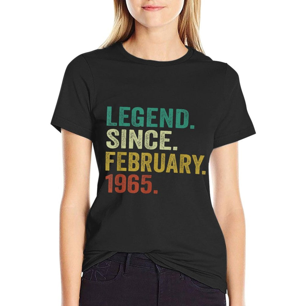 60 Years Old Gifts Legend Since February 1965 60th Birthday  Ribbed Collar T-Shirt