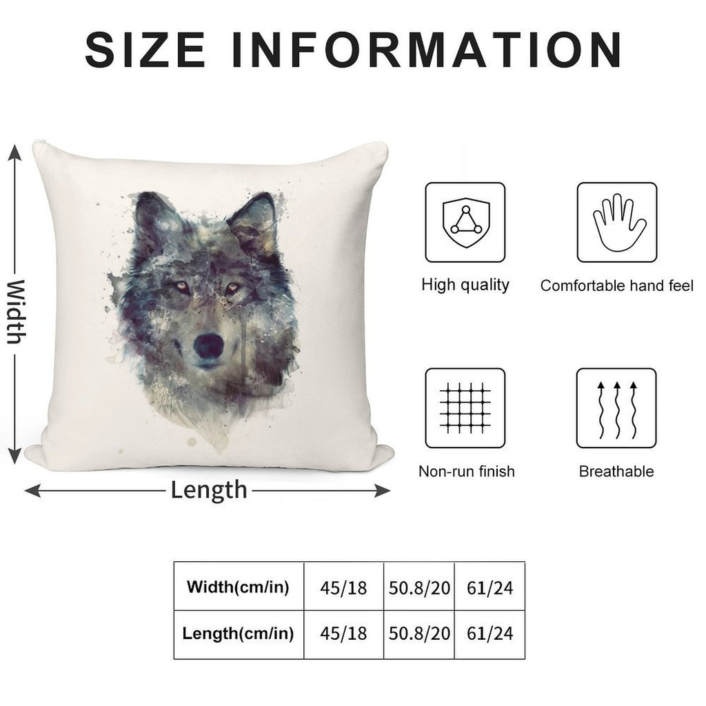 Wolf  Persevere Soft Short Plush Fabric Throw Pillow