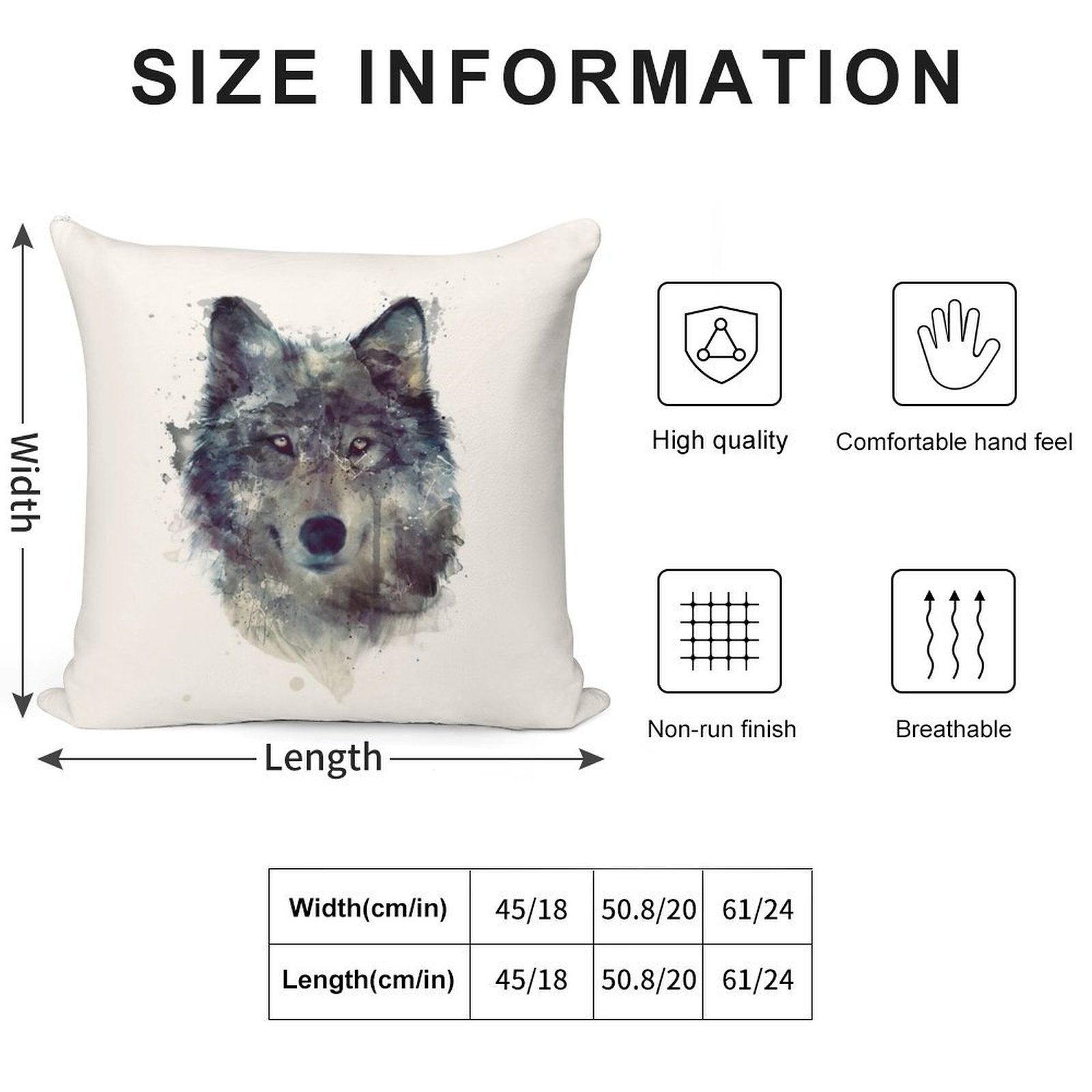 Wolf  Persevere Soft Short Plush Fabric Throw Pillow