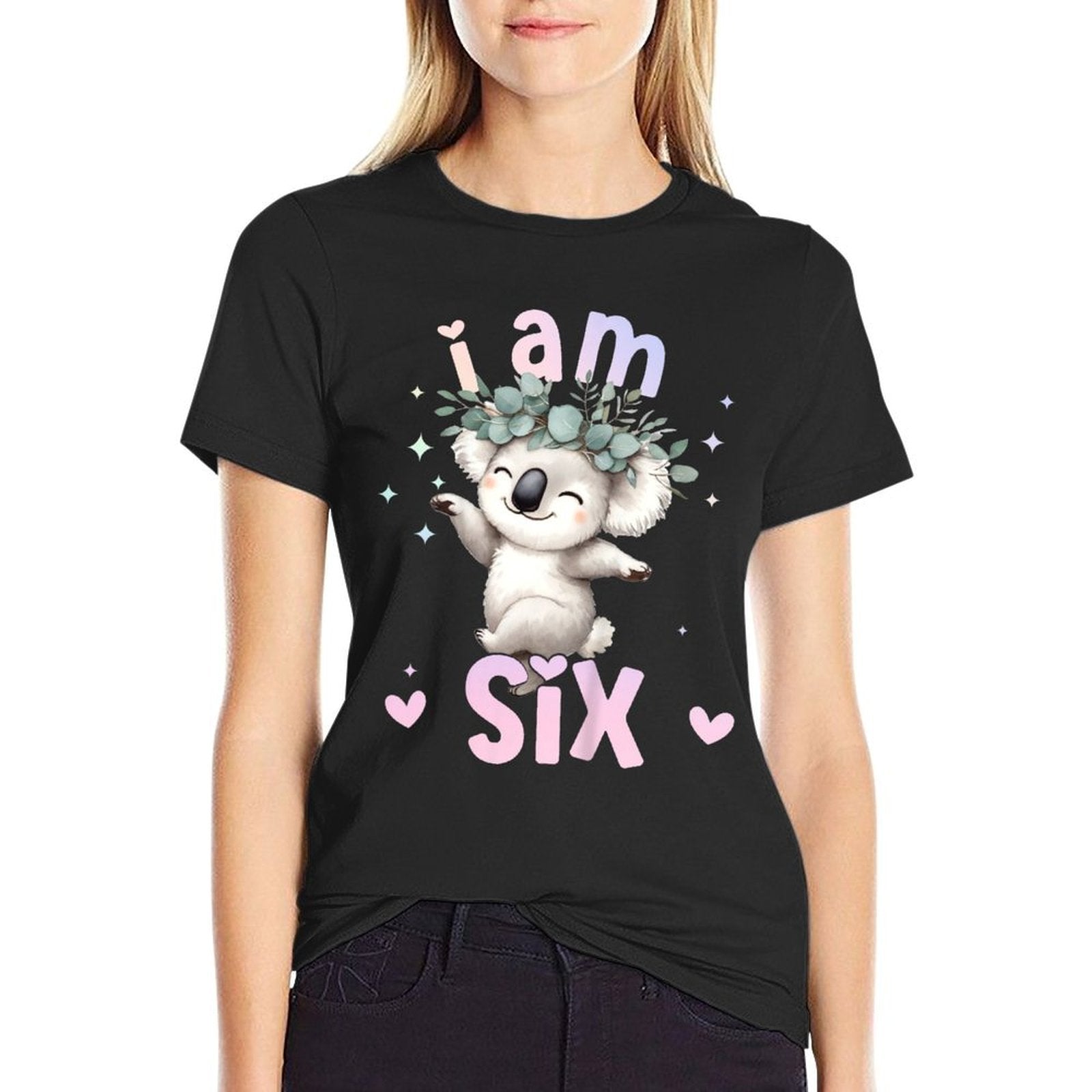 Kids 6th Birthday Girl Koala Bear 6 Years Old Six 6 Birthday  Summer-ready Fabric T-Shirt