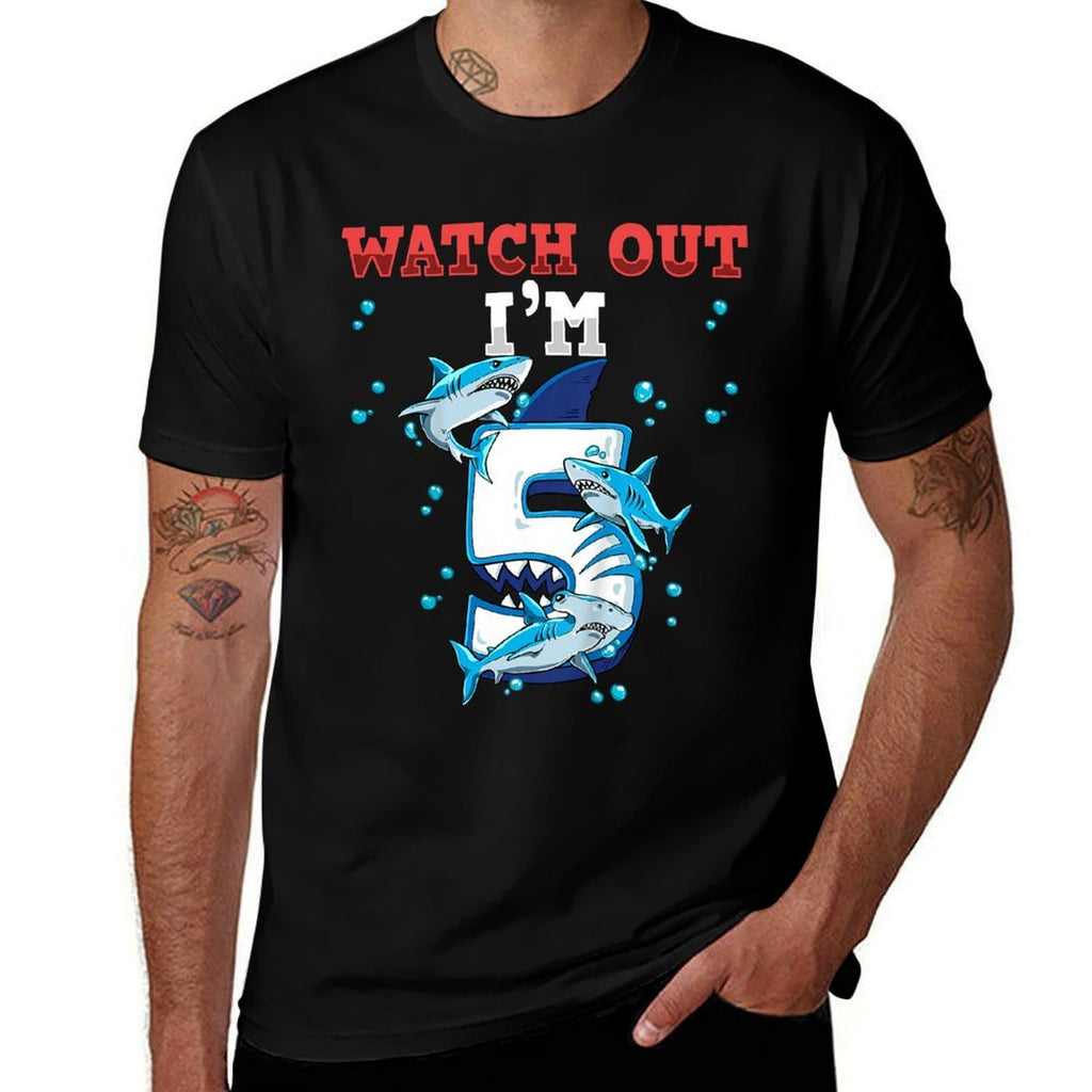 Shark 5th Birthday  Moisture-wicking T-Shirt