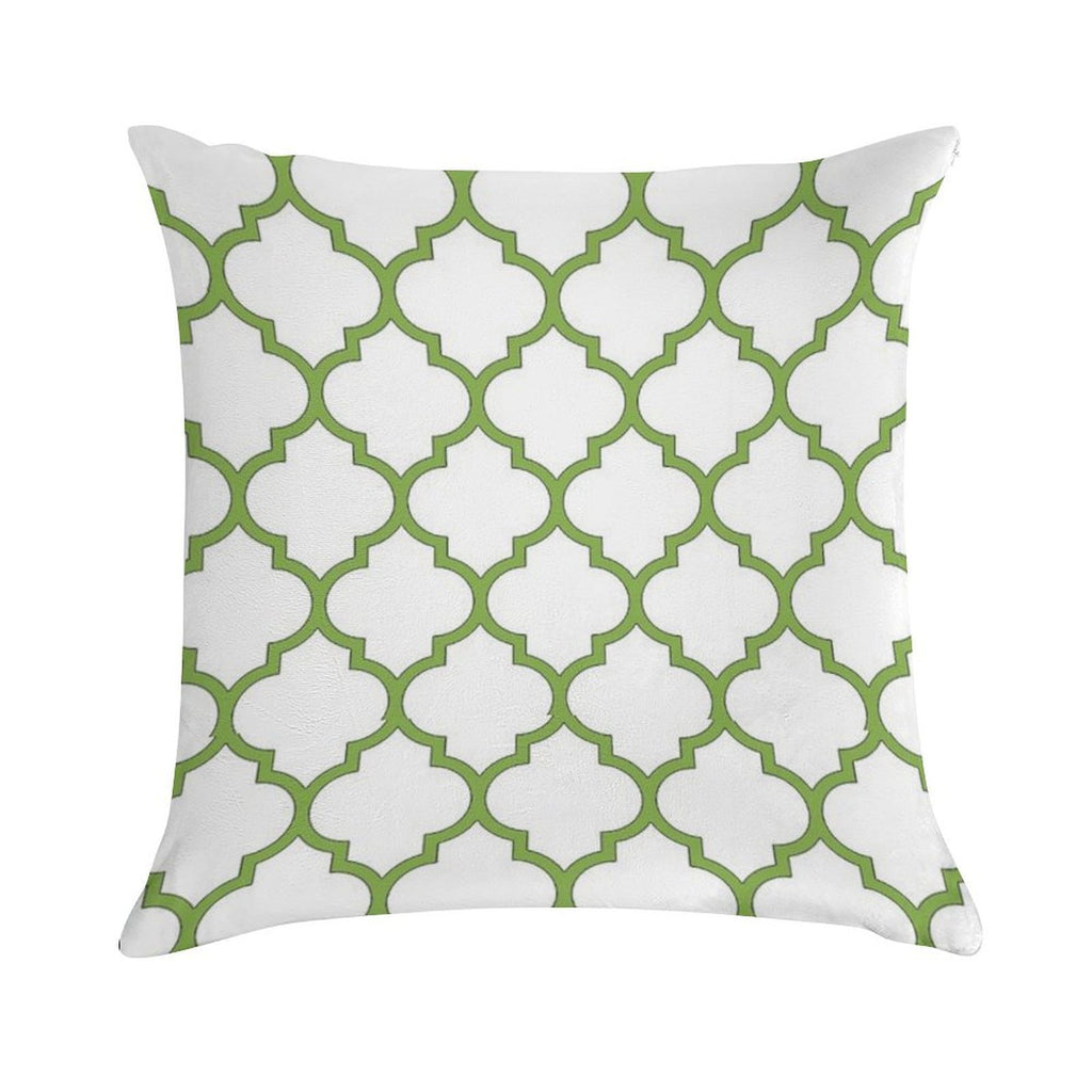 PANTONE COLOUR OF THE YEAR 2017 GREENERY DOMES QUATREFOIL GEOMETRIC PATTERN BY OZCUSHIONSTOO Soft Gift Ready Throw Pillow