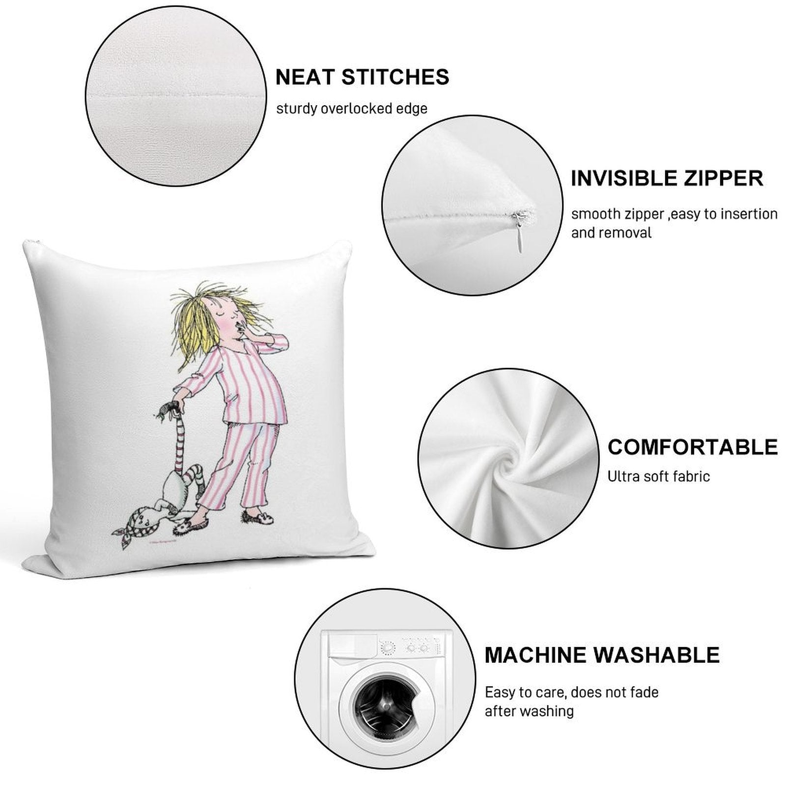 Yawning Eloise in Her Pajamas Soft Luxury Feel Throw Pillow