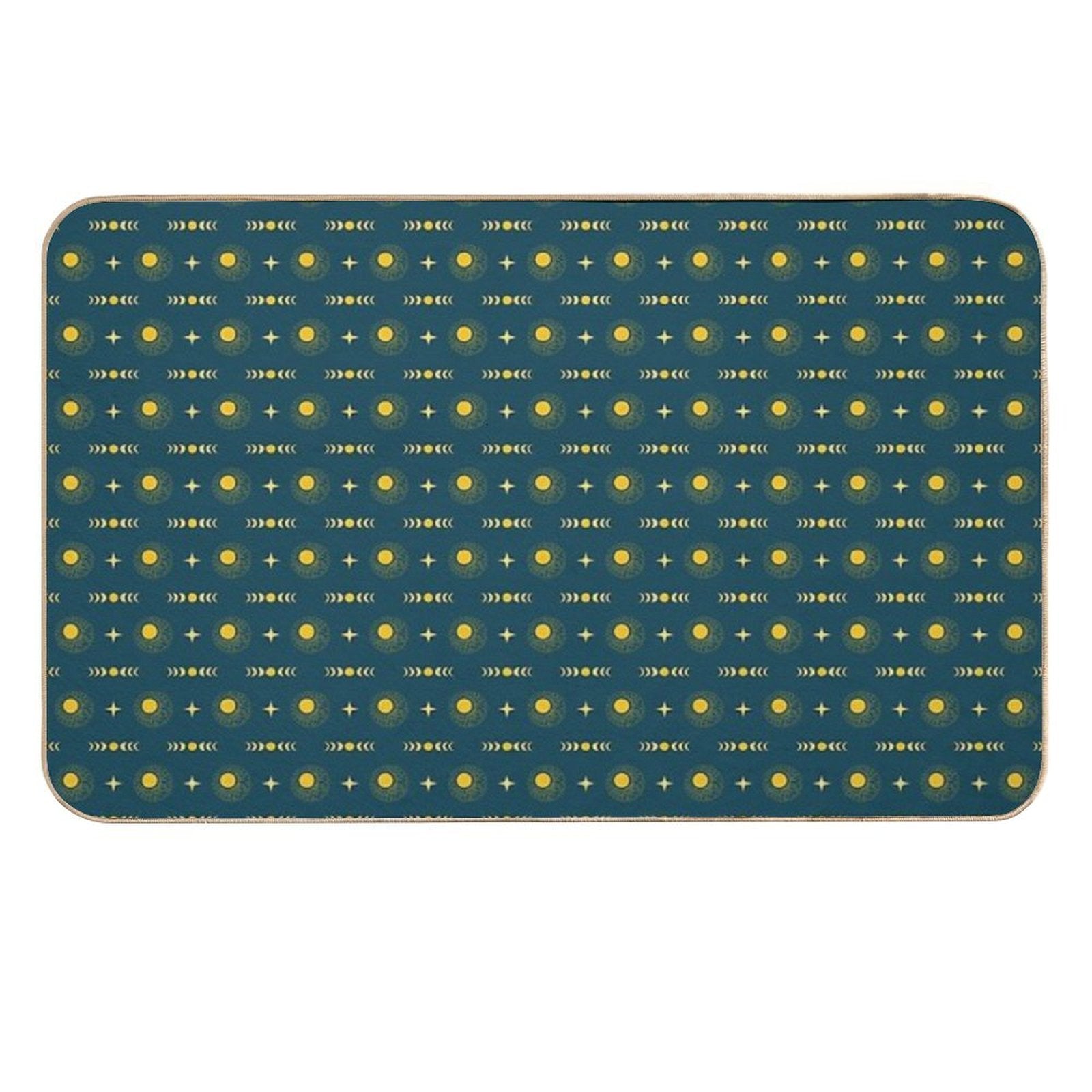 Boho Sun Moon & Stars - Navy & Yellow  Eco-Friendly Bath Mat