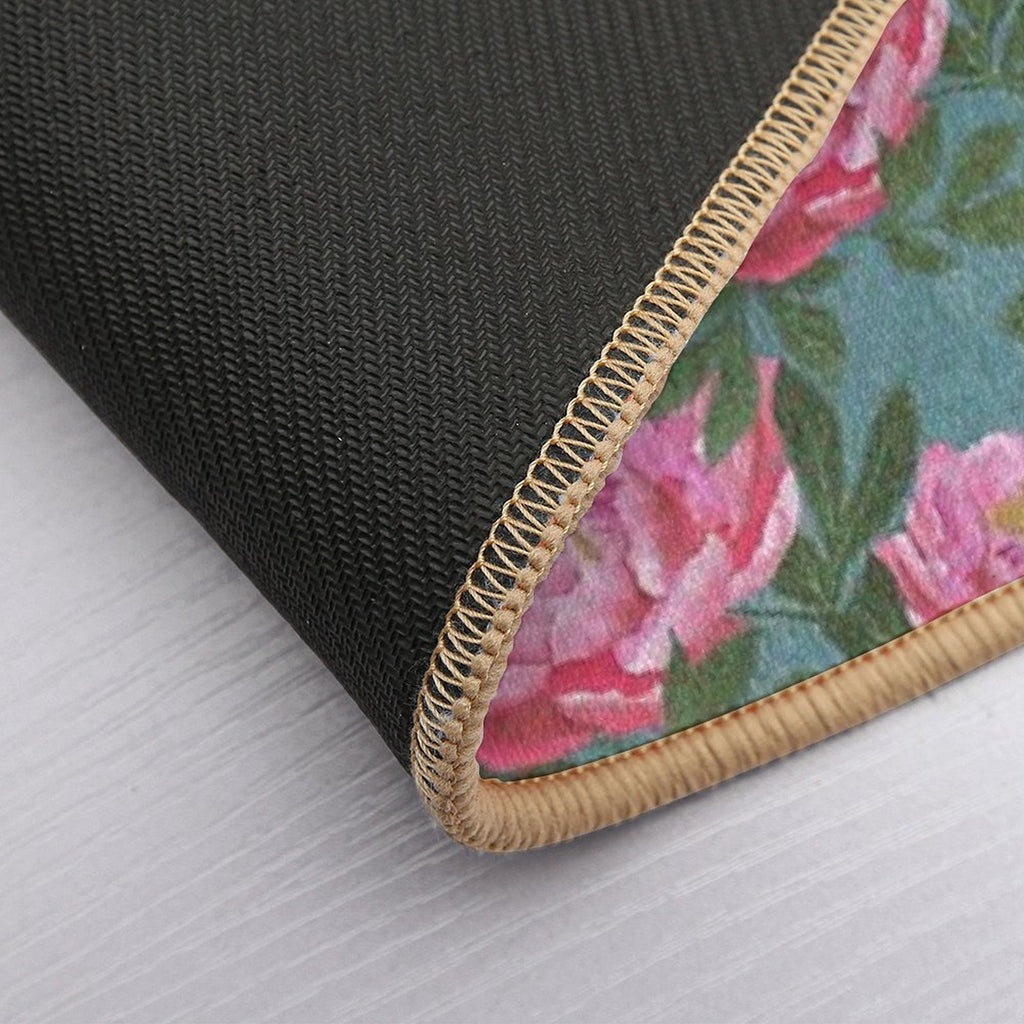 Peony on Teal  Easy To Clean Bath Mat