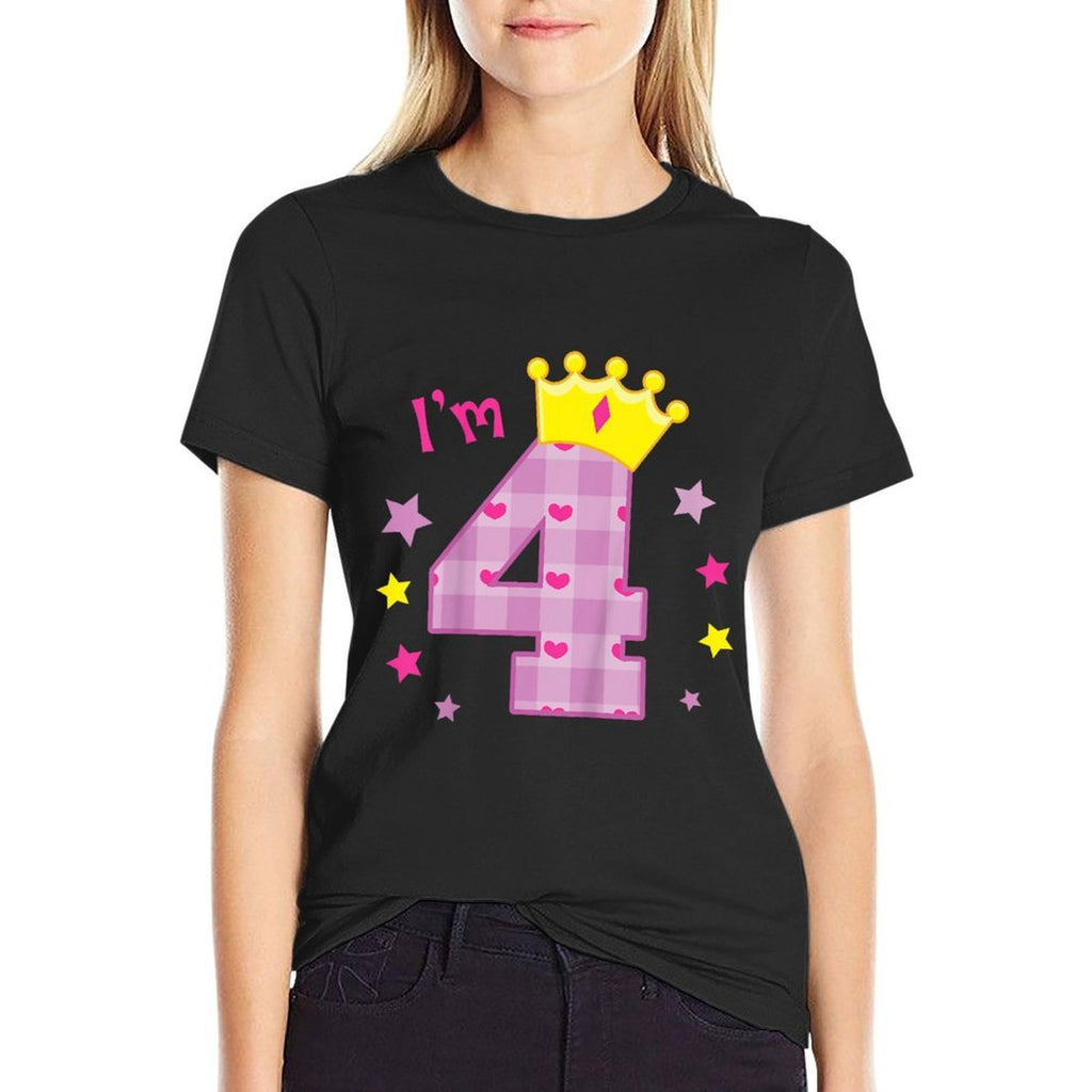 Kids I'm 4 Birthday Four Year Old Gift for Girls Comfortable T-Shirt