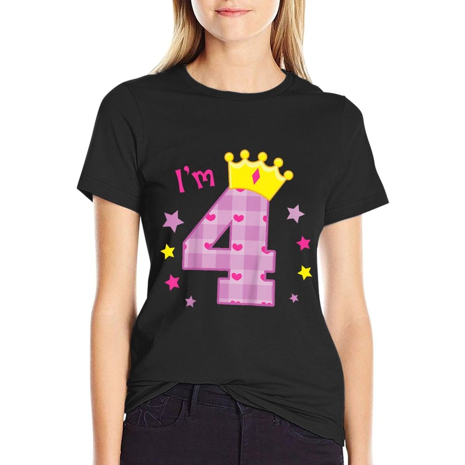 Kids I'm 4 Birthday Four Year Old Gift for Girls Comfortable T-Shirt
