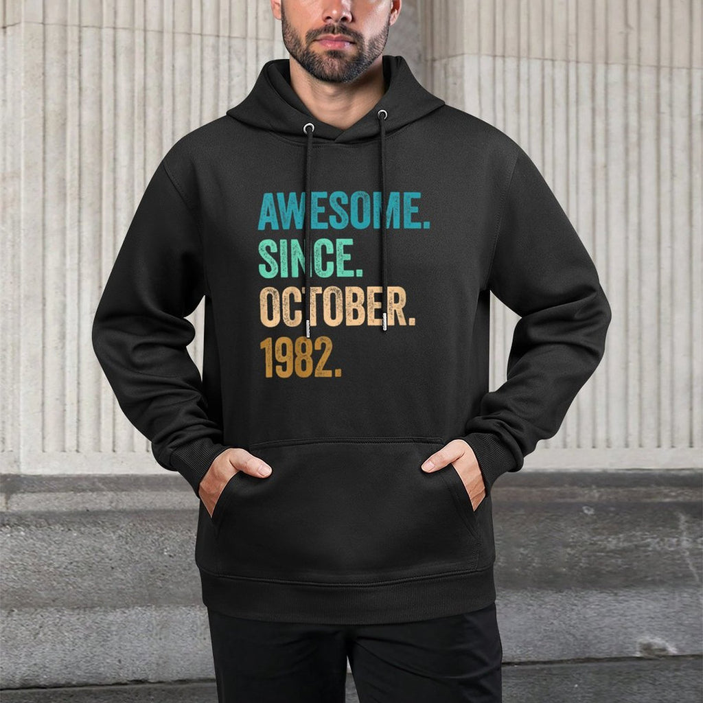 40 Years Old Awesome Since October 1982 40th Birthday Shrink-Resistant Hoodie