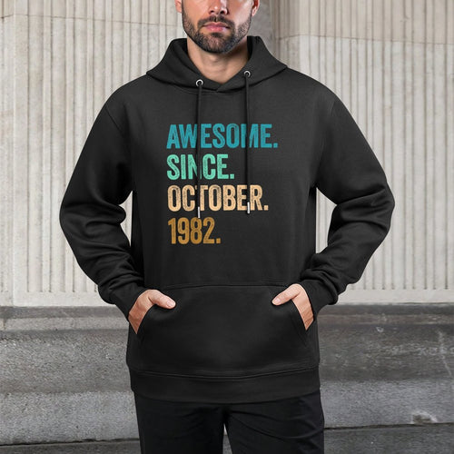 40 Years Old Awesome Since October 1982 40th Birthday Shrink-Resistant Hoodie