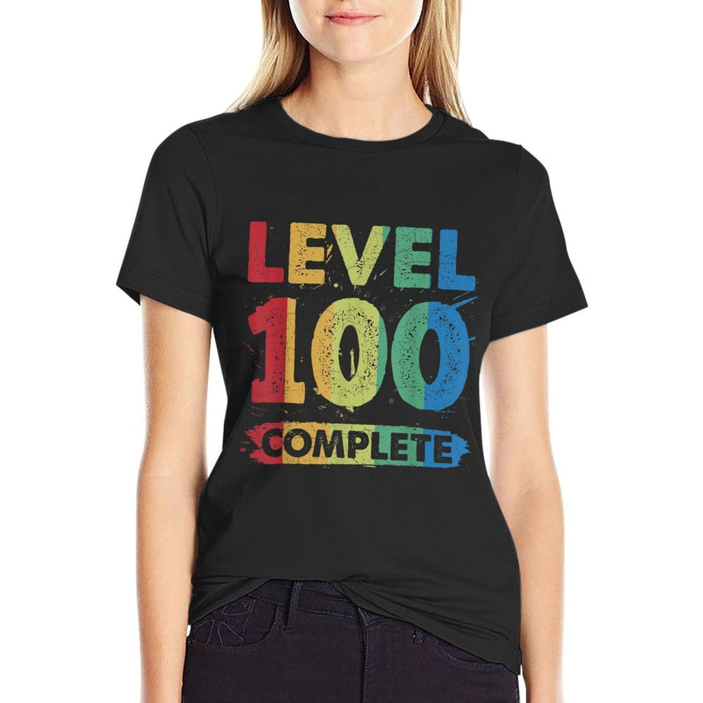 Level 100 Complete 100th Birthday  Trendy Pattern T-Shirt