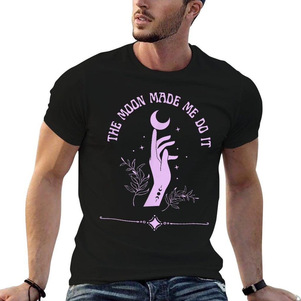 Purple The Moon Made Me Do It Lavender Funny Witch Wicca  Cotton T-Shirt