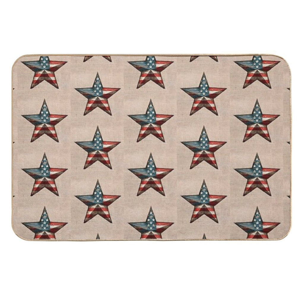 Rustic American Flag Star - Patriotic Wall Art  Pet-Safe Bath Mat