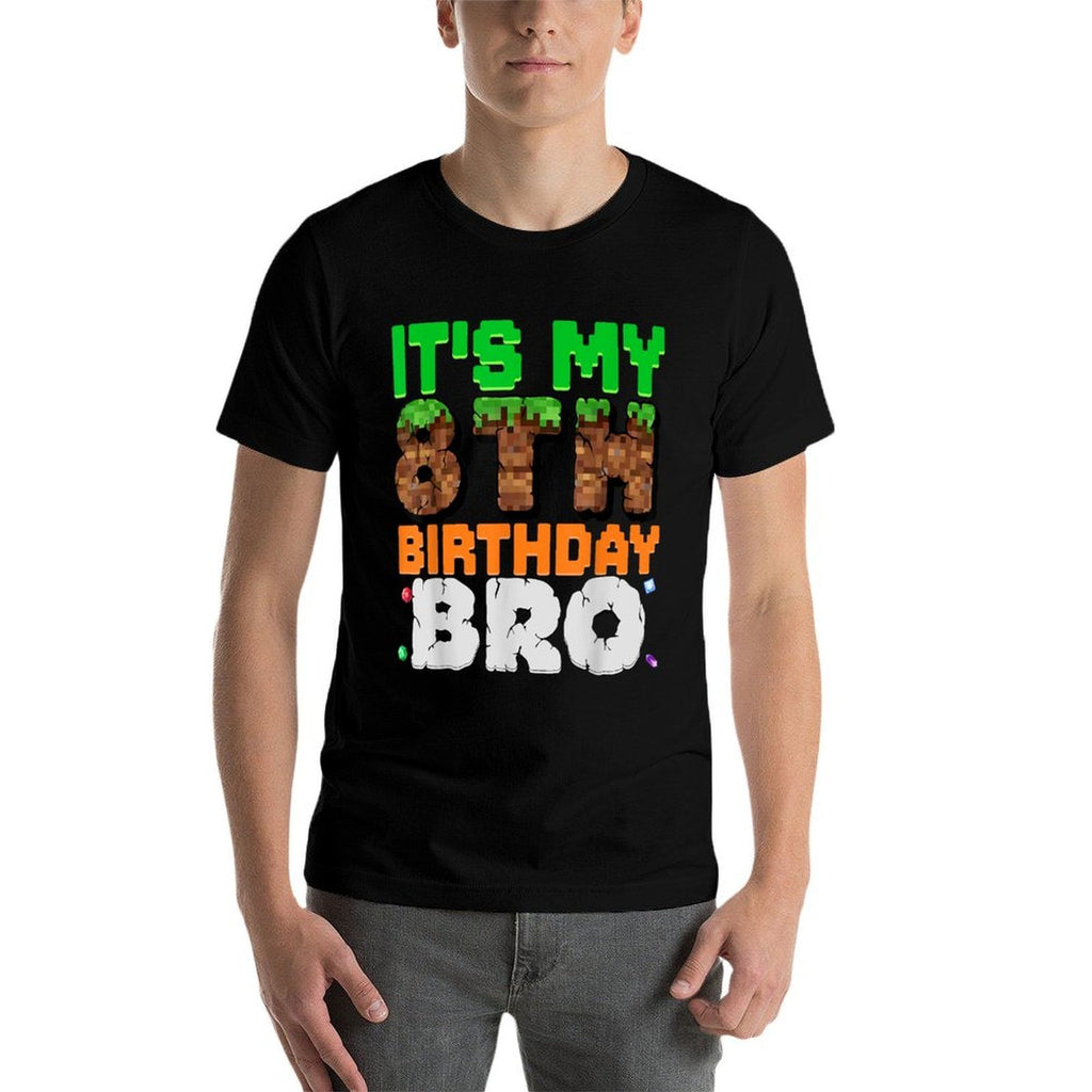 It's My 8th Birthday Bro Pixel Game 8 Year Old Birthday Boy  Versatile T-Shirt