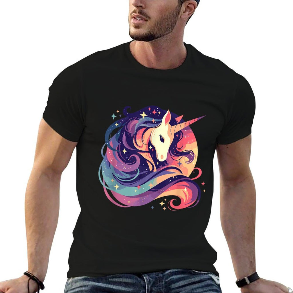 Majestic Sunset Unicorn Art Mystical Creature Fantasy  Heathered Texture T-Shirt