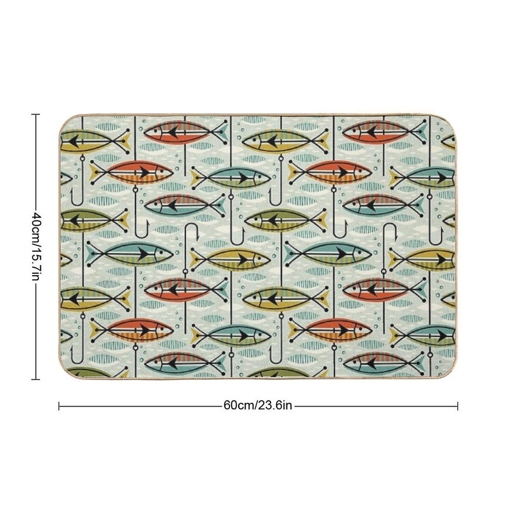 Retro Color Block Fish  Multi-Purpose Bath Mat