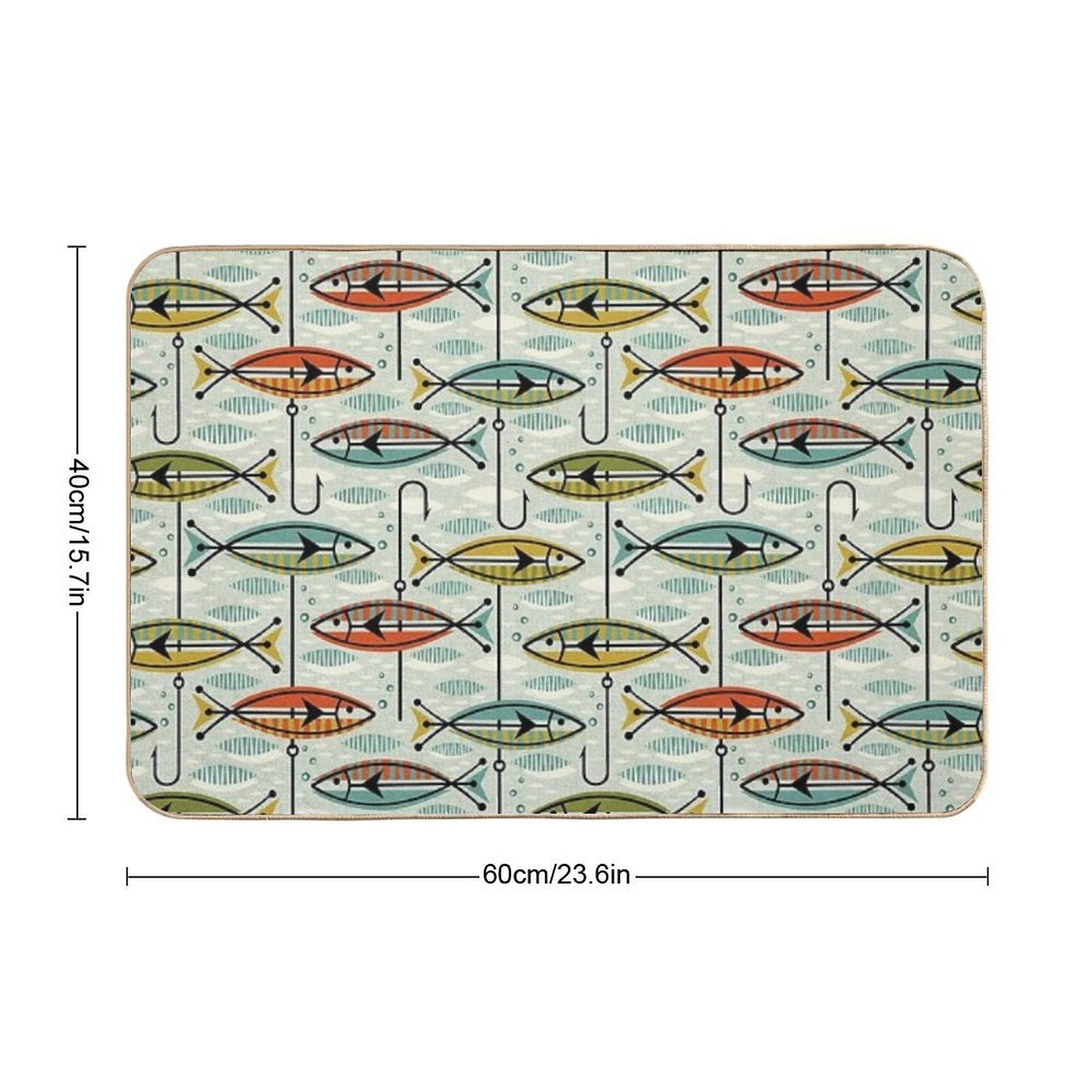 Retro Color Block Fish  Multi-Purpose Bath Mat