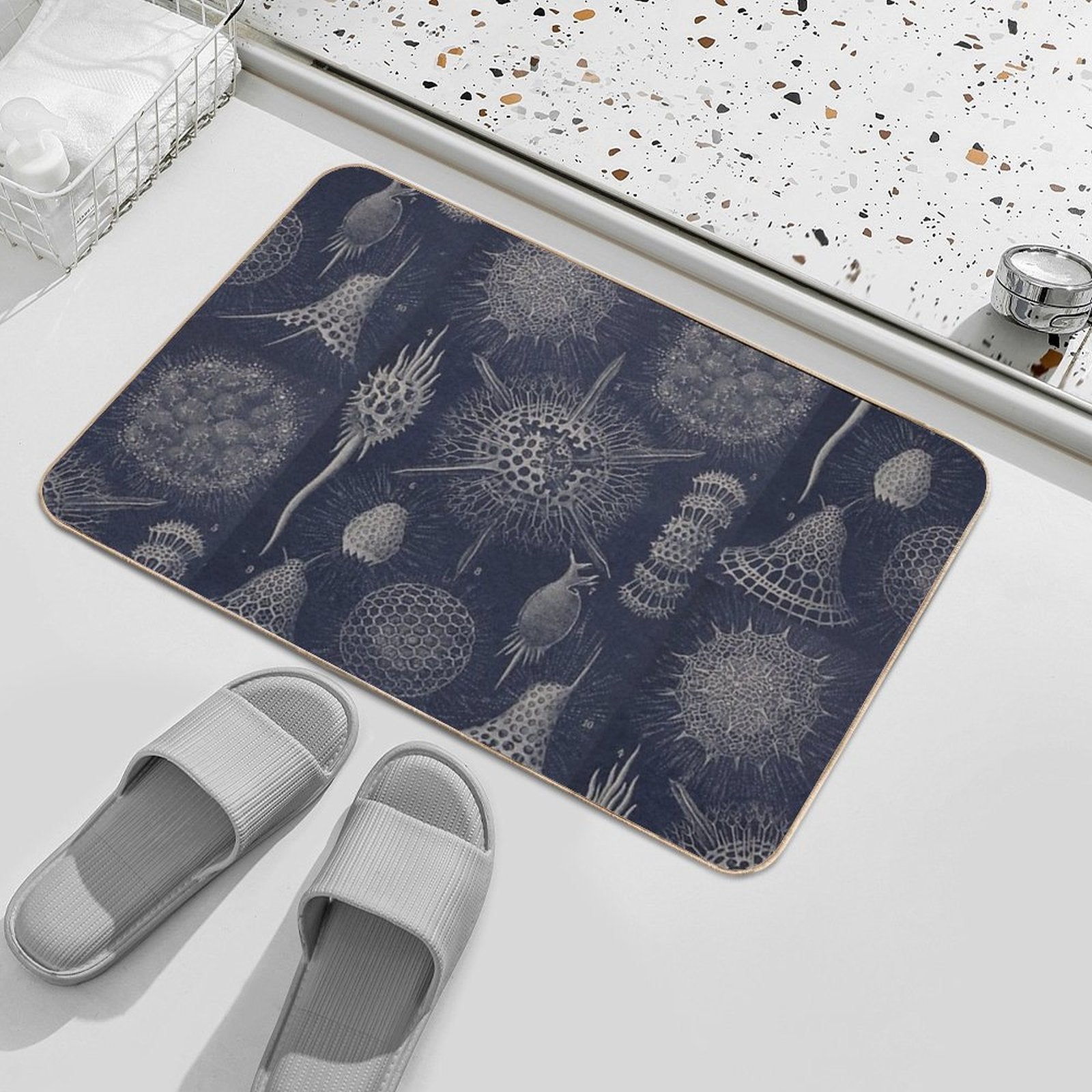 Vintage Radiolaria Fossils  Repositionable Bath Mat