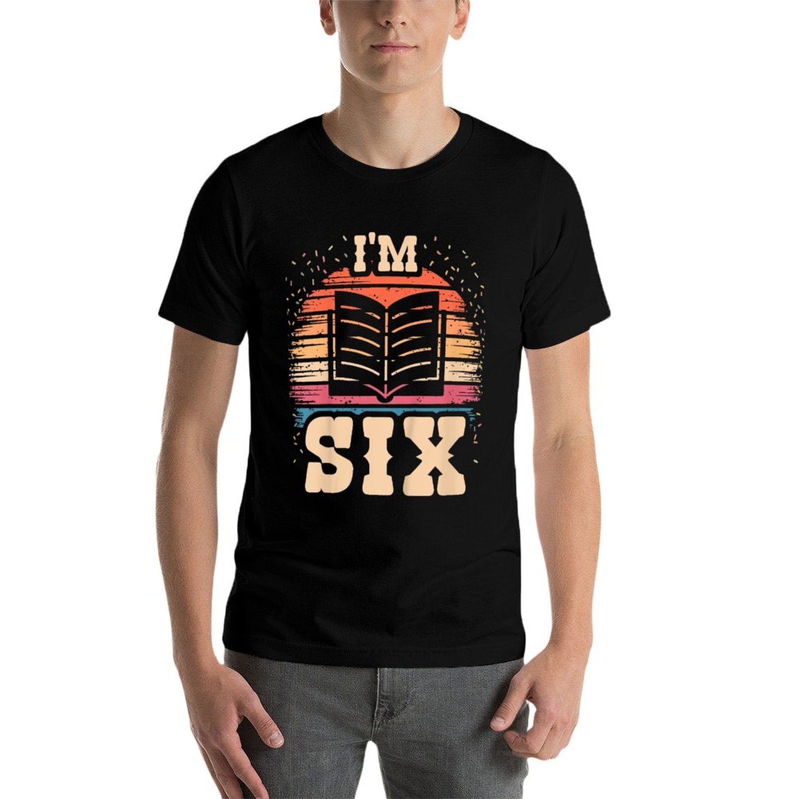 Kids Reading 6 Year Old Birthday Boy Girl 6th Books Birthday  Relaxed-fit T-Shirt