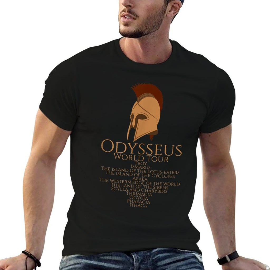 Odysseus World Tour - Ancient Greek Epic Mythlogy  Ribbed Collar T-Shirt