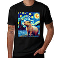 Capybara Van Gogh Style Starry Night Light Graphic Weird  Breathable T-Shirt