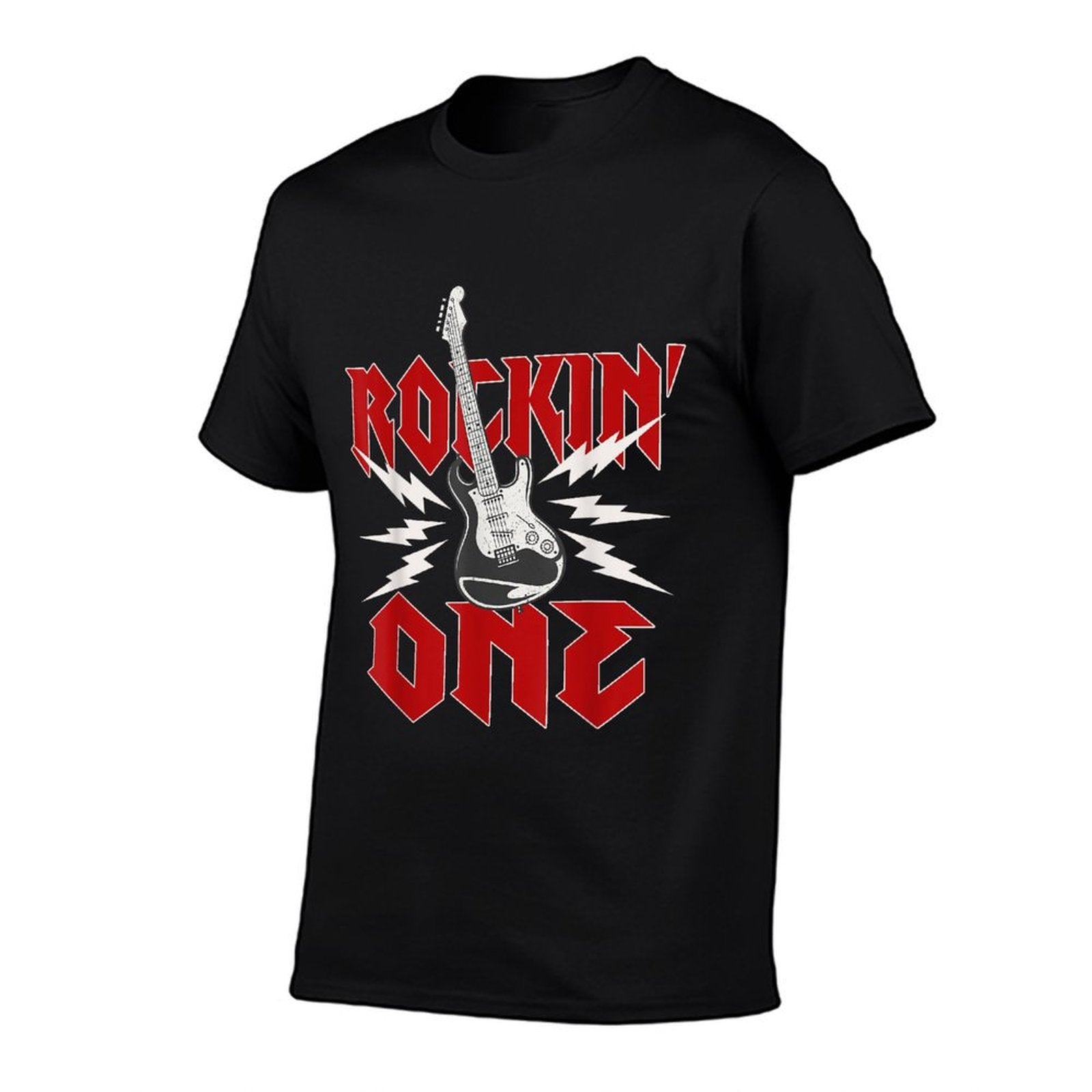 One Rockin One Birthday Family Matching Rock Guitar  Fade-proof Color T-Shirt