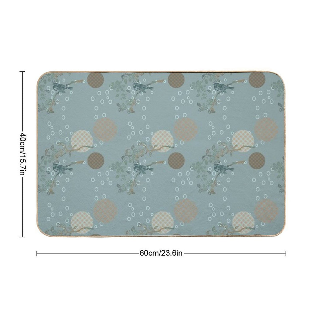 Japanese Bird Pattern  Pet-Safe Bath Mat