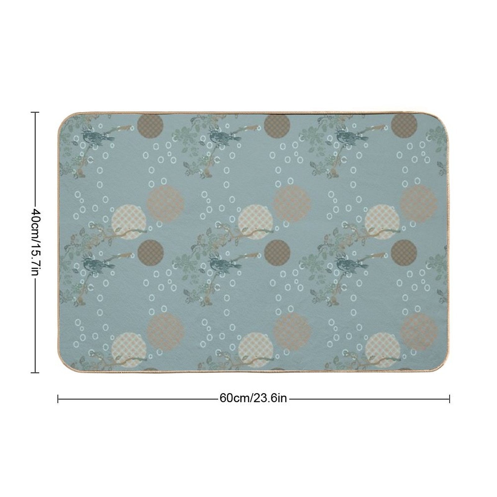 Japanese Bird Pattern  Pet-Safe Bath Mat