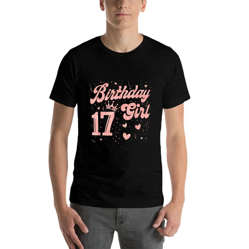 17 Birthday Girl Pink Crown Happy 17 Years Old Girl Women  Vintage-inspired T-Shirt